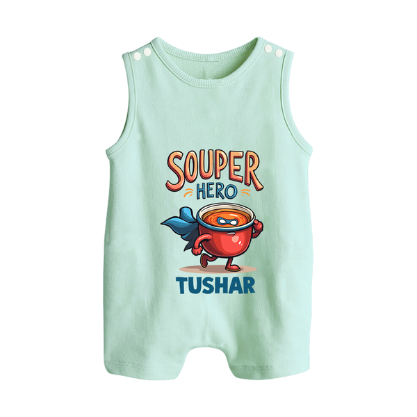 Souper Hero Button Romper - MINT GREEN - New Born (Chest 18")