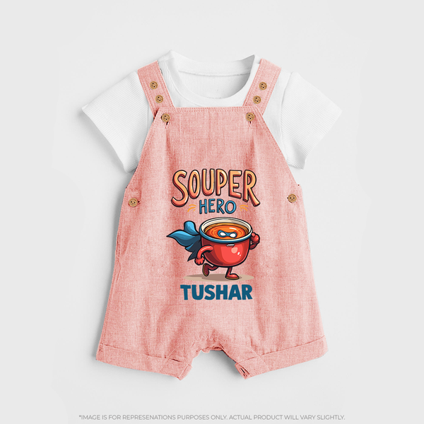 Souper Hero Dungaree - PEACH - 0 - 5 Months Old (Chest 18")