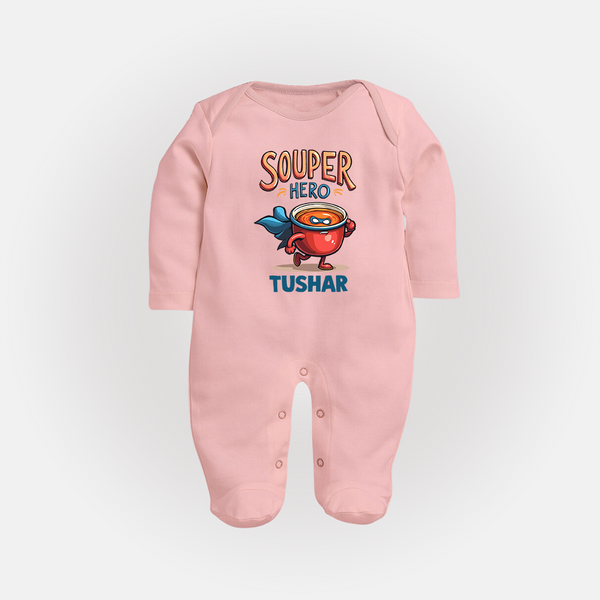 Souper Hero Full body suit - BABY PINK - New Born (Chest 7.5")