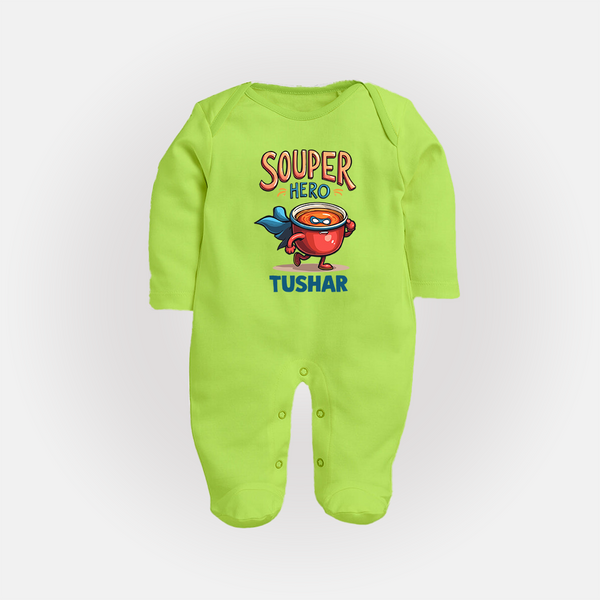 Souper Hero Full body suit - LIME GREEN - New Born (Chest 7.5")