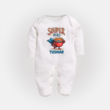 Souper Hero Full body suit - WHITE - New Born (Chest 7.5")