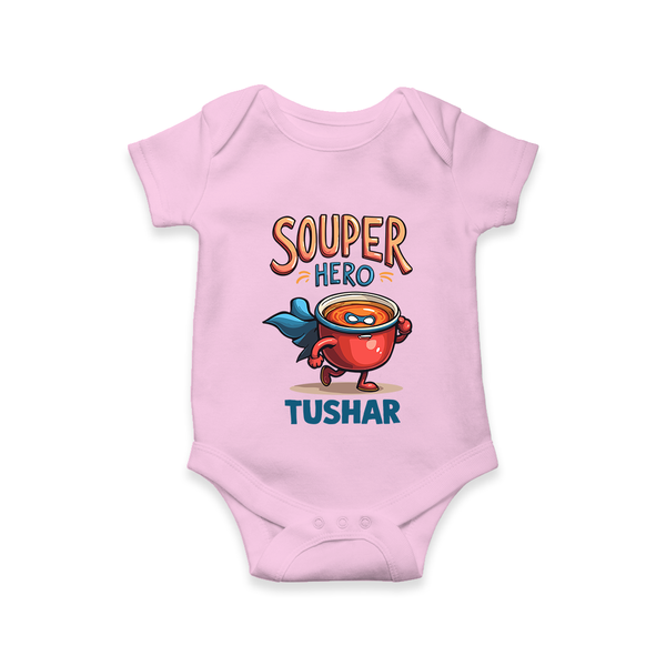 Souper Hero Baby Romper - BABY PINK - New Born (Chest 14")