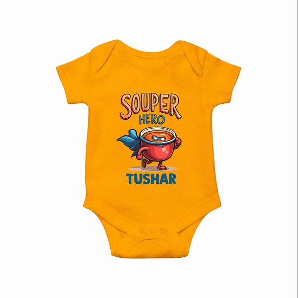 Souper Hero Baby Romper - CHROME YELLOW - New Born (Chest 14")