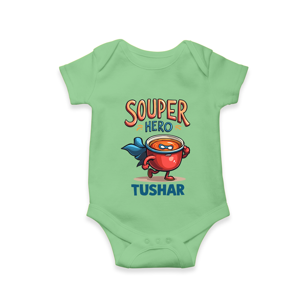 Souper Hero Baby Romper - GREEN - New Born (Chest 14")