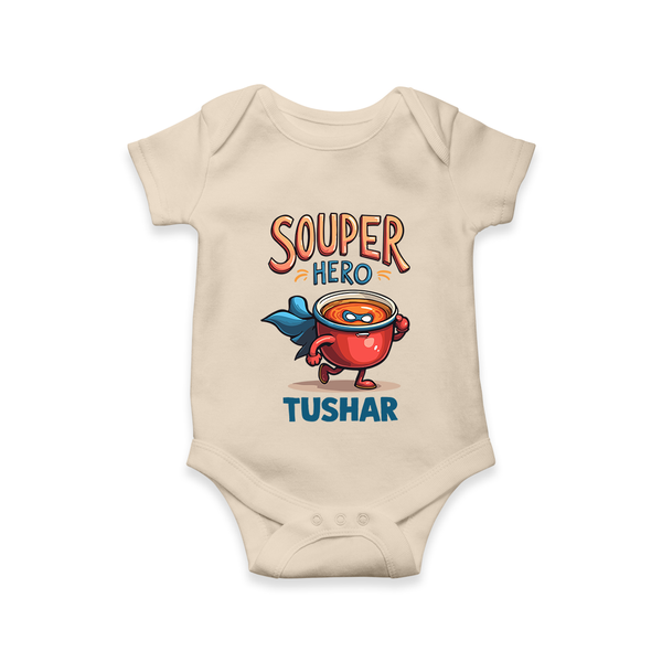Souper Hero Baby Romper - IVORY - New Born (Chest 14")