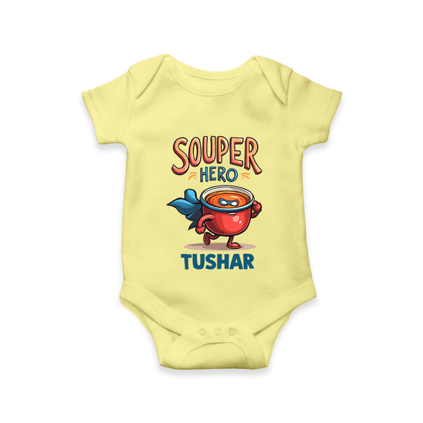 Souper Hero Baby Romper - PASTEL YELLOW - New Born (Chest 14")