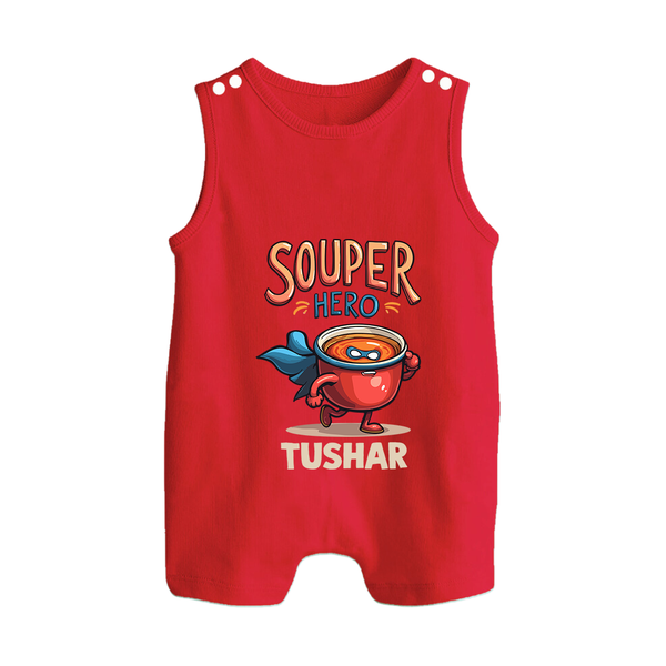 Souper Hero Button Romper - RED - New Born (Chest 18")