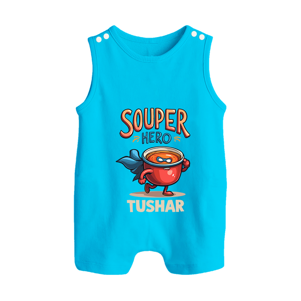 Souper Hero Button Romper - SKY BLUE - New Born (Chest 18")