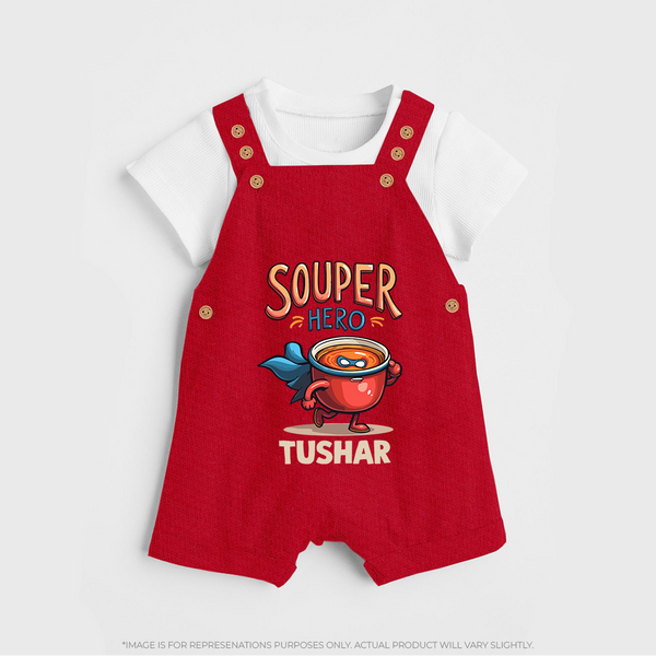 Souper Hero Dungaree - RED - 0 - 5 Months Old (Chest 18")