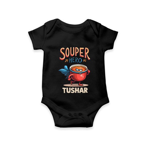 Souper Hero Baby Romper - BLACK - New Born (Chest 14")