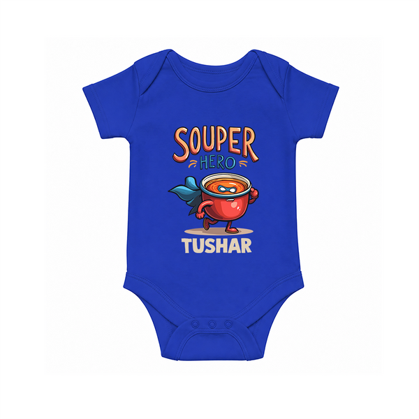 Souper Hero Baby Romper - COBALT BLUE - New Born (Chest 14")
