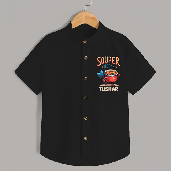 Souper Hero Shirt - BLACK - 0 - 6 Months Old (Chest 23")