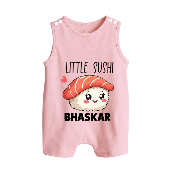 Little Sushi Lover Button Romper - BABY PINK - New Born (Chest 18")
