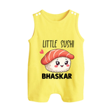 Little Sushi Lover Button Romper - PASTEL YELLOW - New Born (Chest 18")
