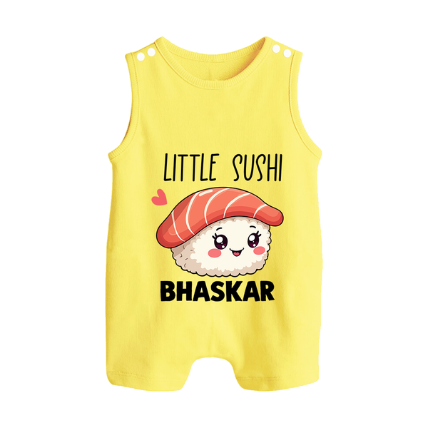 Little Sushi Lover Button Romper - PASTEL YELLOW - New Born (Chest 18")