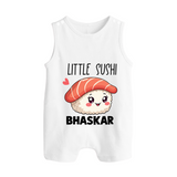 Little Sushi Lover Button Romper - WHITE - New Born (Chest 18")