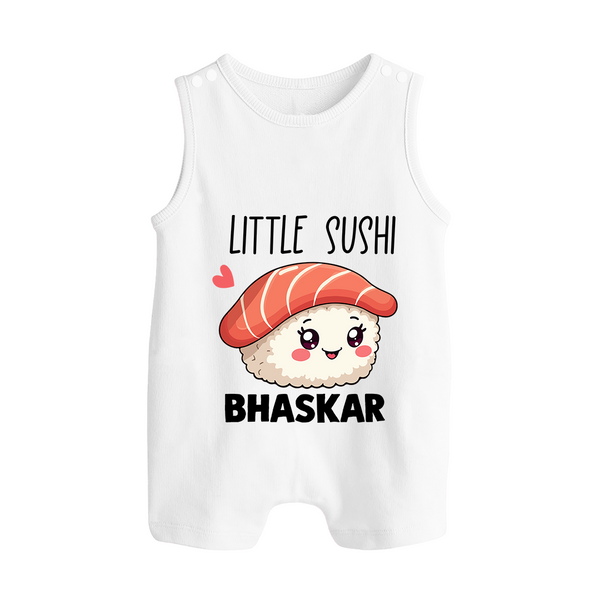 Little Sushi Lover Button Romper - WHITE - New Born (Chest 18")