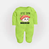 Little Sushi Lover Full body suit - LIME GREEN - New Born (Chest 7.5")