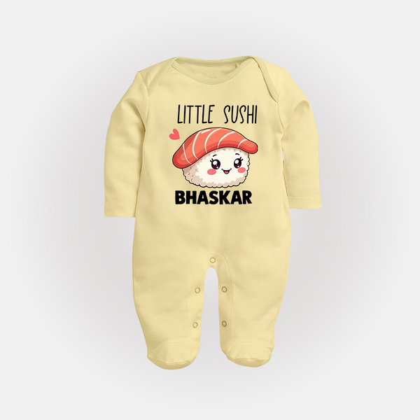 Little Sushi Lover Full body suit - PASTEL YELLOW - New Born (Chest 7.5")