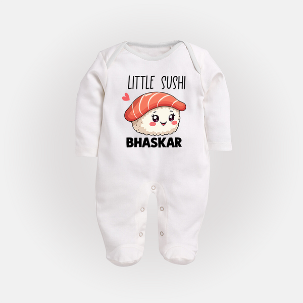 Little Sushi Lover Full body suit - WHITE - New Born (Chest 7.5")
