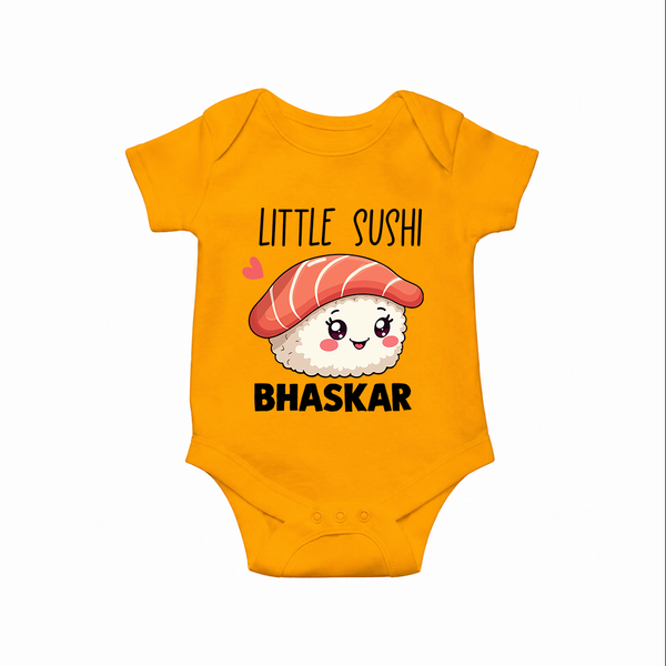 Little Sushi Lover Baby Romper - CHROME YELLOW - New Born (Chest 14")