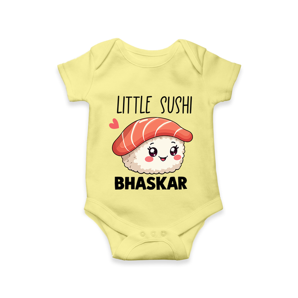 Little Sushi Lover Baby Romper - PASTEL YELLOW - New Born (Chest 14")