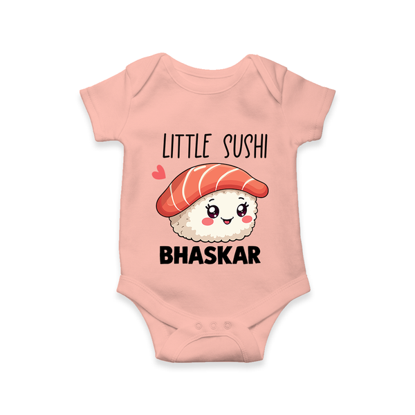 Little Sushi Lover Baby Romper - PEACH - New Born (Chest 14")