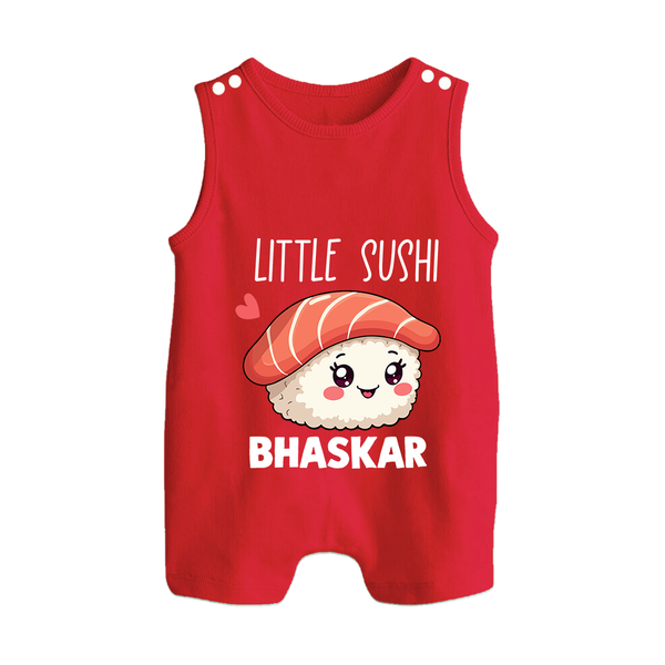 Little Sushi Lover Button Romper - RED - New Born (Chest 18")