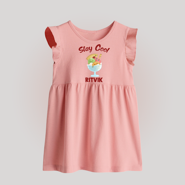 Stay Cool Ice Cream Baby Frock - BABY PINK - 0 - 3 Months Old (Chest 17")
