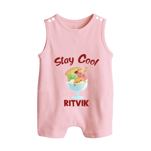 Stay Cool Ice Cream Button Romper - BABY PINK - New Born (Chest 18")