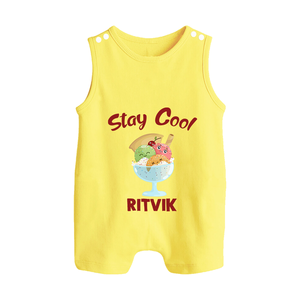 Stay Cool Ice Cream Button Romper - PASTEL YELLOW - New Born (Chest 18")