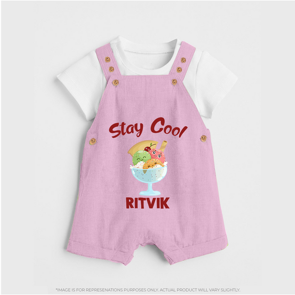 Stay Cool Ice Cream Dungaree - BABY PINK - 0 - 5 Months Old (Chest 18")