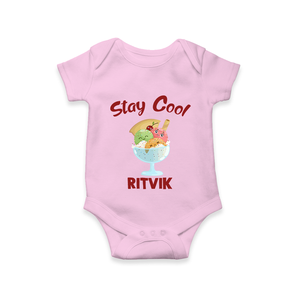 Stay Cool Ice Cream Baby Romper - BABY PINK - New Born (Chest 14")