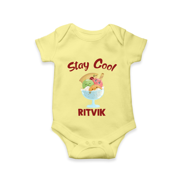 Stay Cool Ice Cream Baby Romper - PASTEL YELLOW - New Born (Chest 14")