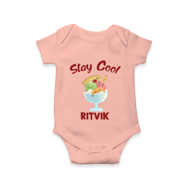 Stay Cool Ice Cream Baby Romper - PEACH - New Born (Chest 14")