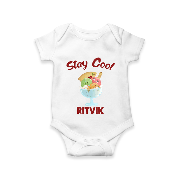 Stay Cool Ice Cream Baby Romper - WHITE - New Born (Chest 14")