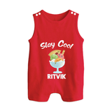 Stay Cool Ice Cream Button Romper - RED - New Born (Chest 18")