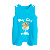 Stay Cool Ice Cream Button Romper - SKY BLUE - New Born (Chest 18")