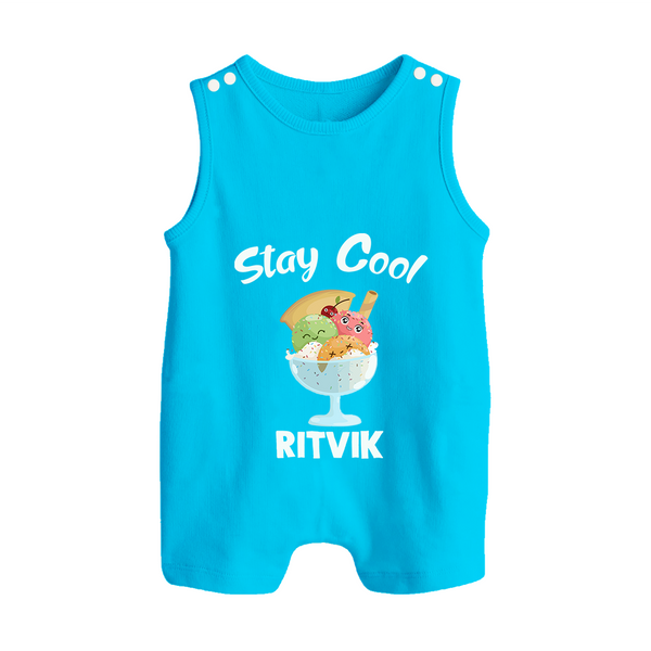 Stay Cool Ice Cream Button Romper - SKY BLUE - New Born (Chest 18")