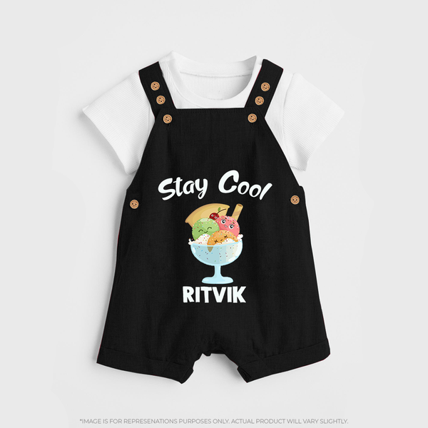 Stay Cool Ice Cream Dungaree - BLACK - 0 - 5 Months Old (Chest 18")