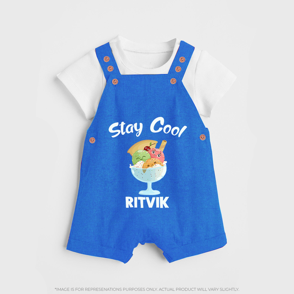 Stay Cool Ice Cream Dungaree - COBALT BLUE - 0 - 5 Months Old (Chest 18")