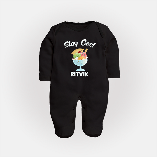 Stay Cool Ice Cream Full body suit - BLACK - New Born (Chest 7.5")