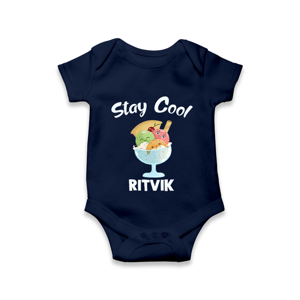 Stay Cool Ice Cream Baby Romper - NAVY BLUE - New Born (Chest 14")