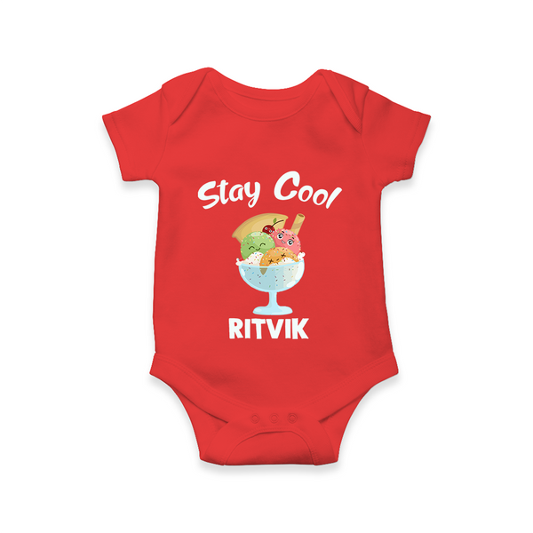 Stay Cool Ice Cream Baby Romper - RED - New Born (Chest 14")
