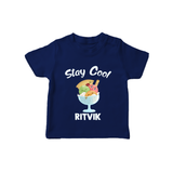 Stay Cool Ice Cream Tshirt - NAVY BLUE - 0-5 Months Old (Chest 17")