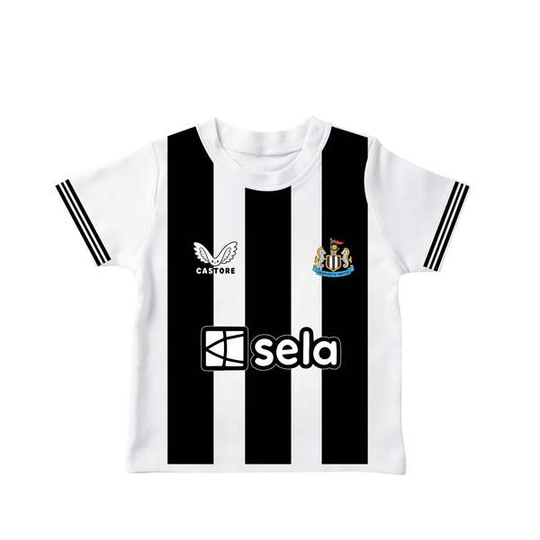 Newcastle United Inspired Kids Football T-Shirt – Black & White Stripe Fan Jersey