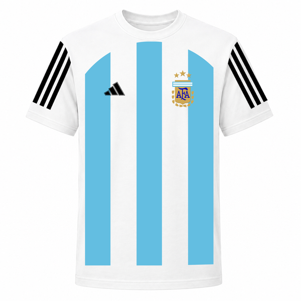Argentina Football Team Inspired Kids T-Shirt – Sky Blue & White Stripe Fan Jersey