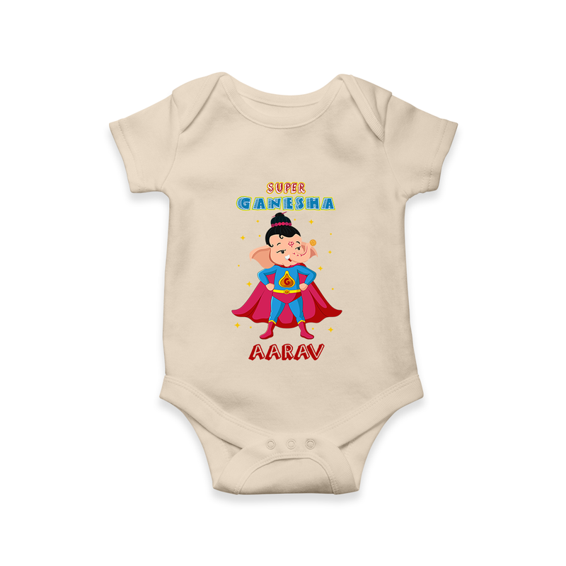 Super Ganesha Romper | Personalized Baby Romper for Ganesha Celebration - IVORY - New Born (Chest 14")