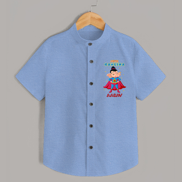 Super Ganesha Shirt | Personalized Baby Shirt for Ganesha Celebration - SKY BLUE - 0 - 6 Months Old (Chest 23")