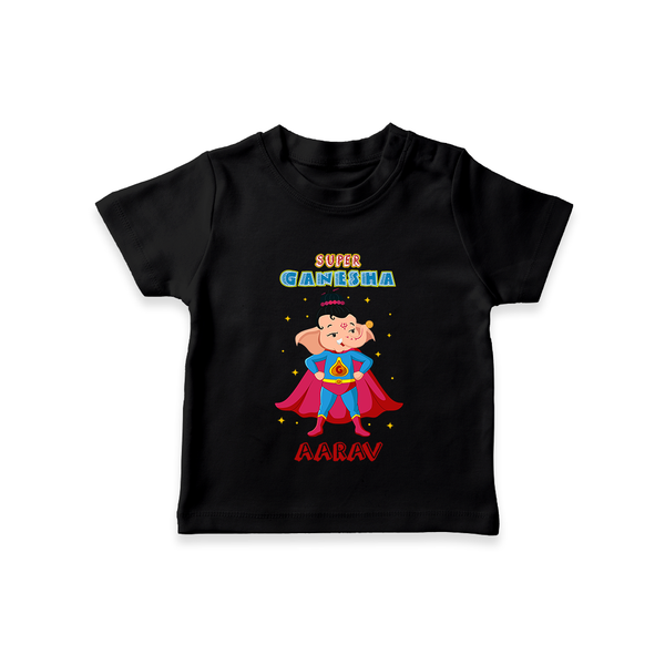 Super Ganesha T-Shirt | Personalized Baby T-Shirt for Ganesha Celebration - BLACK - 0-5 Months Old (Chest 17")